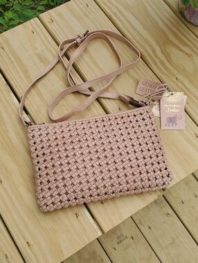 Handcrafted Genuine Leather Woven Crossbody Bag
